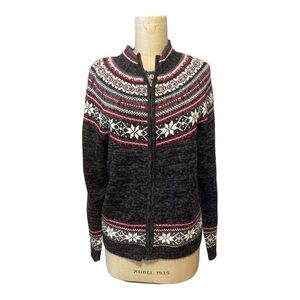 Vintage Heirloom Collectibles Fair Isle zip cardigan size Large